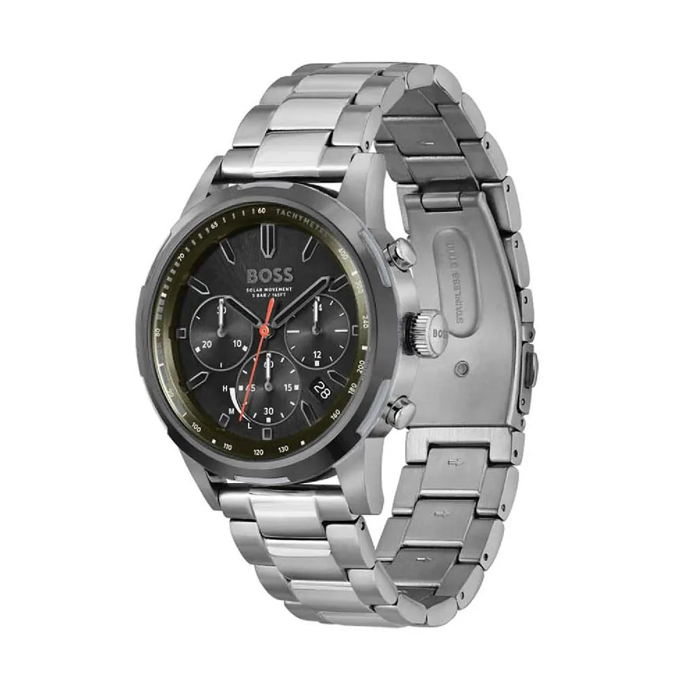 Hugo Boss Solgrade 1514034 44mm Men’s Solar Watch – Olive Green Sunray Dial & Stainless Steel Bracelet