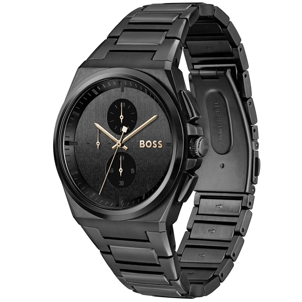 Hugo Boss Steer 1514068 44mm Men’s Chronograph Watch – Grey Dial & Stainless Steel Bracelet