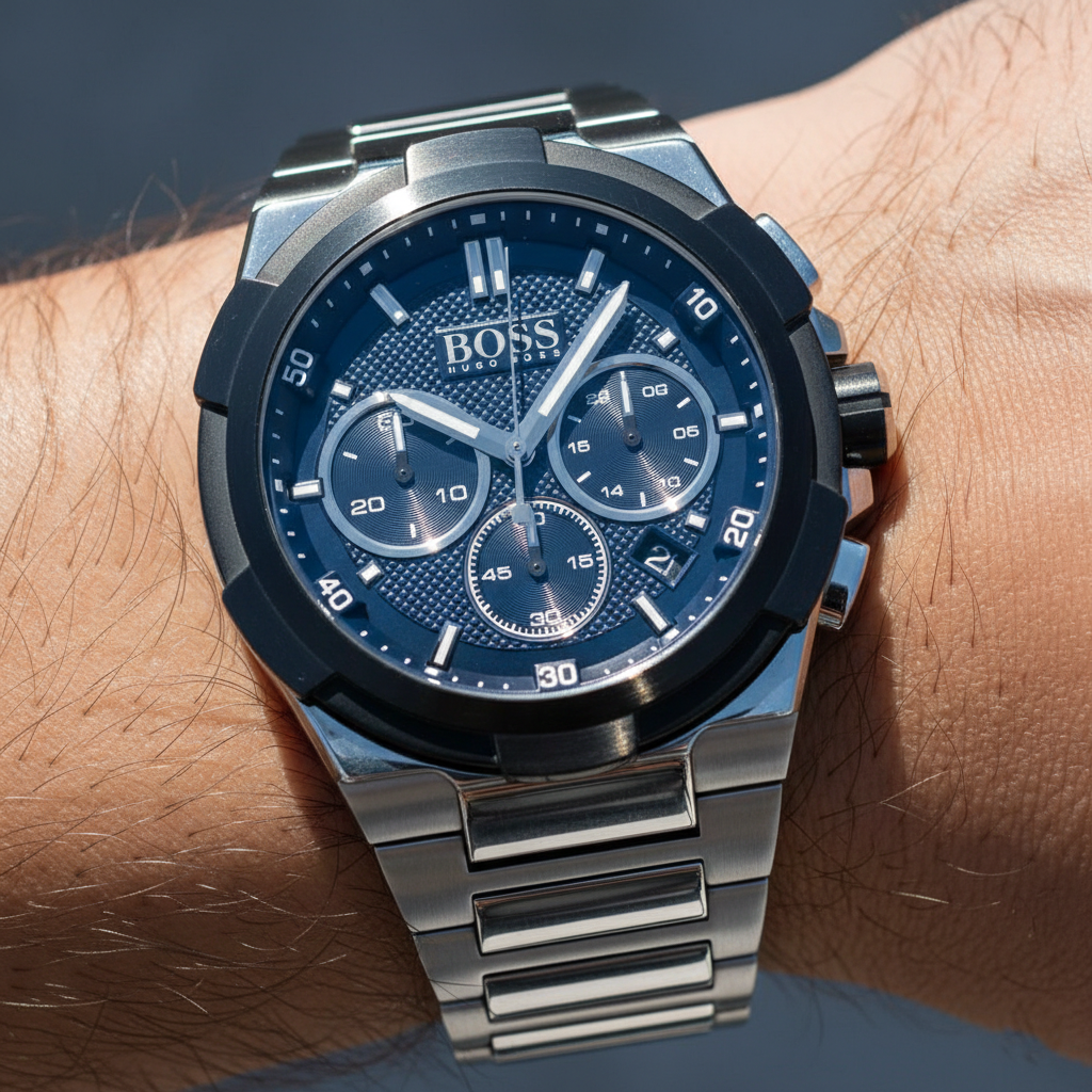 Hugo Boss Supernova 1513360 46mm Men’s Chronograph Watch – Blue Dial & Silver-tone Bracelet