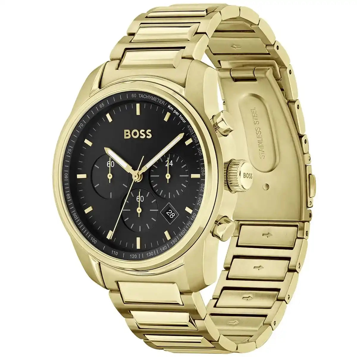 Hugo Boss Trace 1514006 44mm Men’s Chronograph Watch – Black Dial & Stainless Steel Bracelet