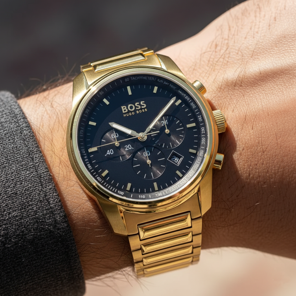 Hugo Boss Trace 1514006 44mm Men’s Chronograph Watch – Black Dial & Stainless Steel Bracelet