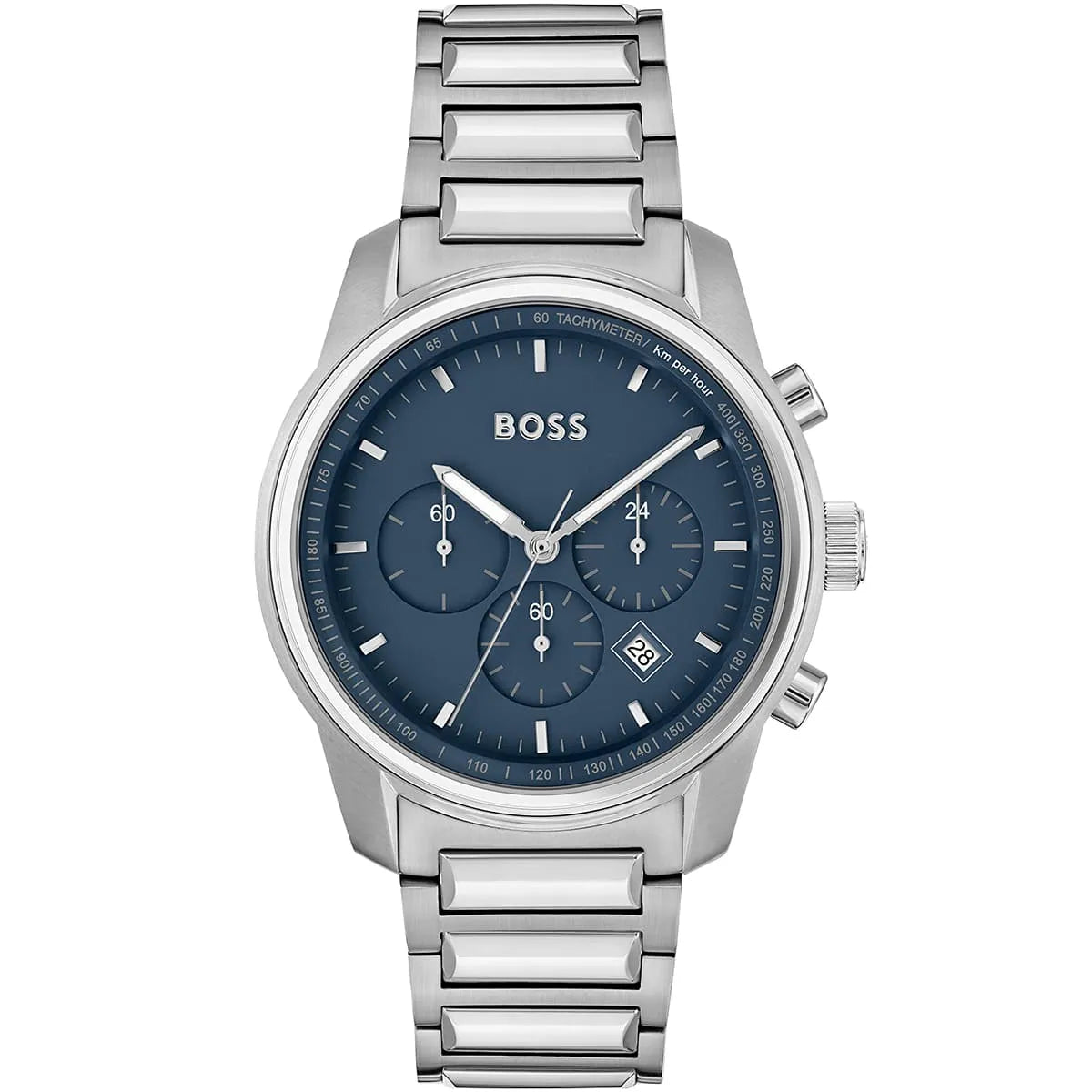 Hugo Boss Trace 1514007 44mm Men’s Chronograph Watch – Blue Dial & Stainless Steel Bracelet