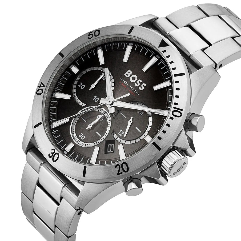 Hugo Boss Troper 1514057 45mm Men’s Chronograph Watch – Black Dial & Stainless Steel Bracelet