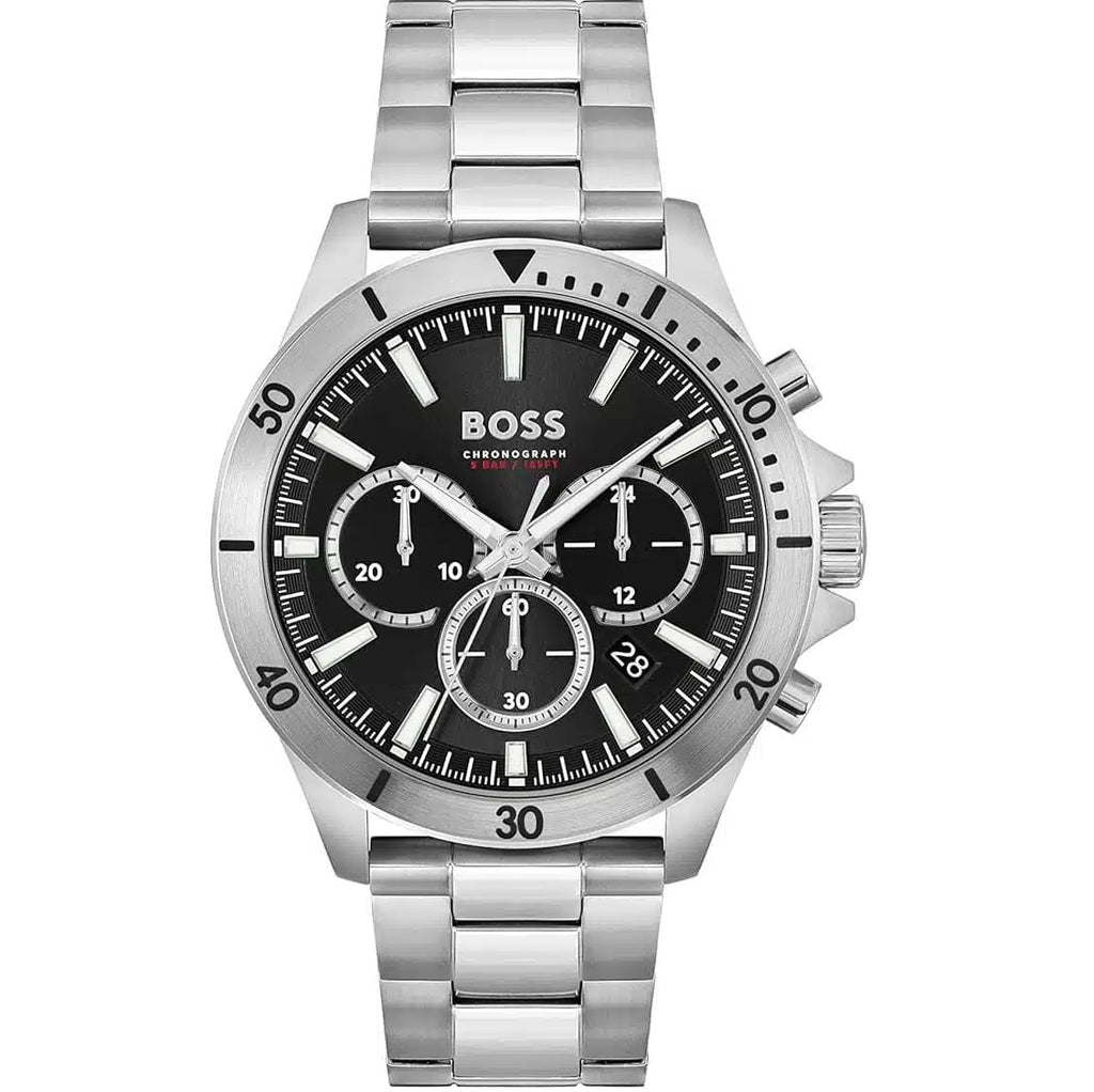 Hugo Boss Troper 1514057 45mm Men’s Chronograph Watch – Black Dial & Stainless Steel Bracelet