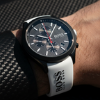 Hugo Boss Velocity 1513718 44mm Men’s Chronograph Watch – Black Dial & White Silicone Strap