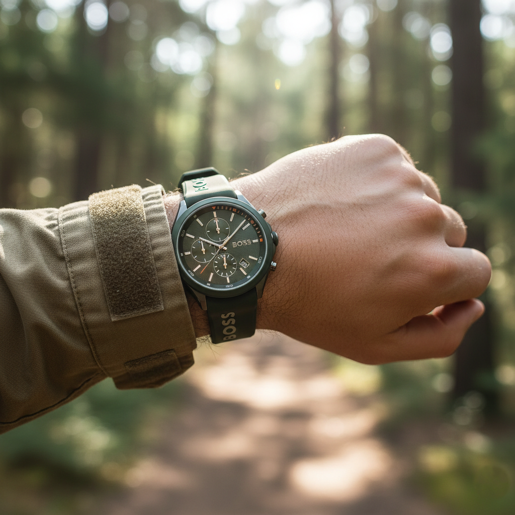 Hugo Boss Velocity 1514060 44mm Men’s Chronograph Watch – Green Dial & Green Silicone Strap