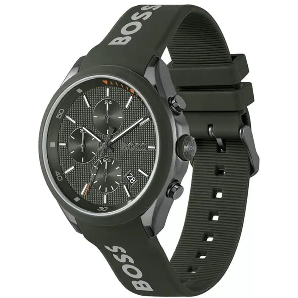 Hugo Boss Velocity 1514060 44mm Men’s Chronograph Watch – Green Dial & Green Silicone Strap