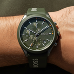 Hugo Boss Velocity 1514060 44mm Men’s Chronograph Watch – Green Dial & Green Silicone Strap