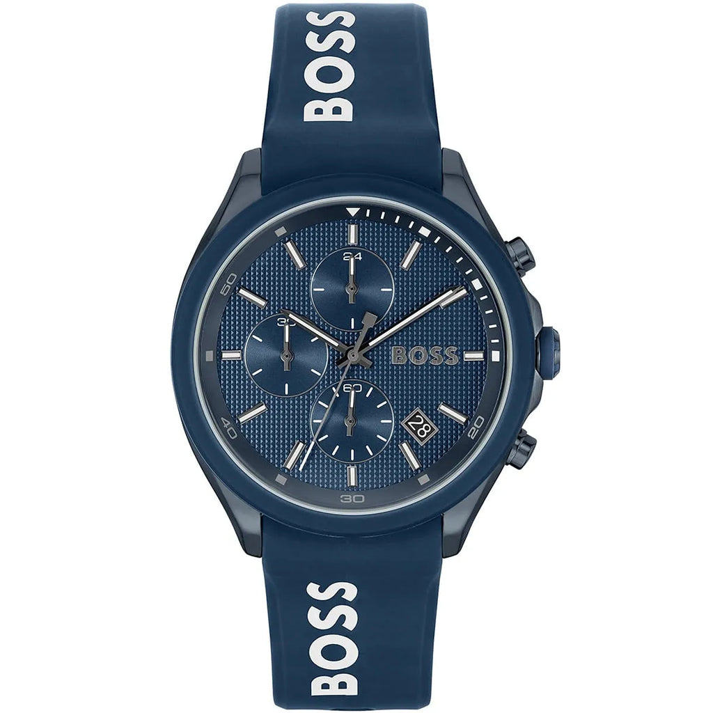 Hugo Boss Velocity 1514061 44mm Men’s Chronograph Watch – Blue Dial & Blue Silicone Strap