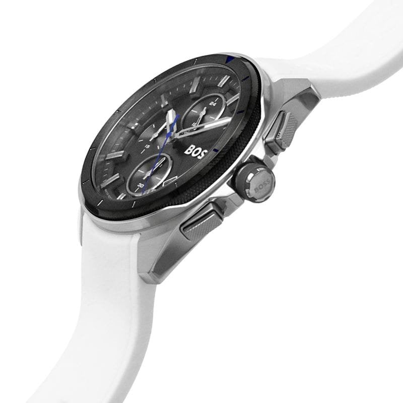 Hugo Boss Volane 1513948 44mm Men’s Chronograph Watch – Grey Dial & White Silicone Strap