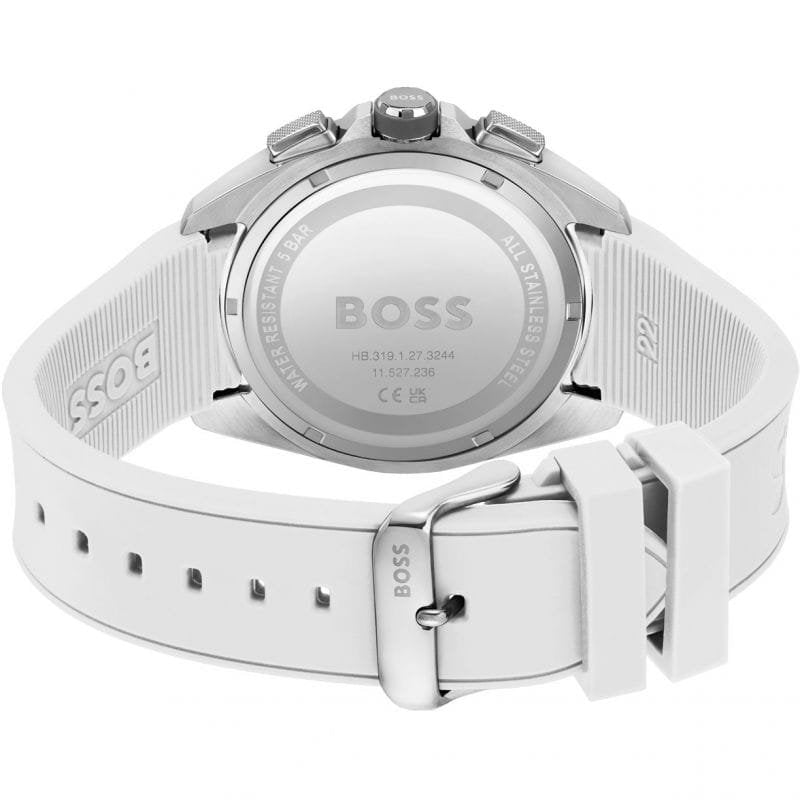 Hugo Boss Volane 1513948 44mm Men’s Chronograph Watch – Grey Dial & White Silicone Strap