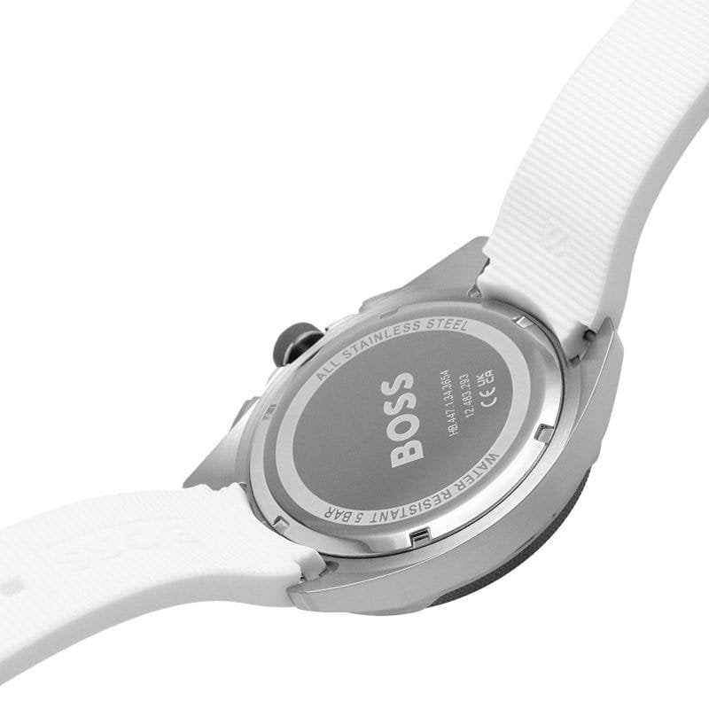 Hugo Boss Volane 1513948 44mm Men’s Chronograph Watch – Grey Dial & White Silicone Strap
