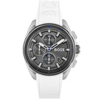 Hugo Boss Volane 1513948 44mm Men’s Chronograph Watch – Grey Dial & White Silicone Strap