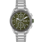 Hugo Boss Volane 1513951 44mm Men’s Chronograph Watch – Olive Green Dial & Silver Bracelet