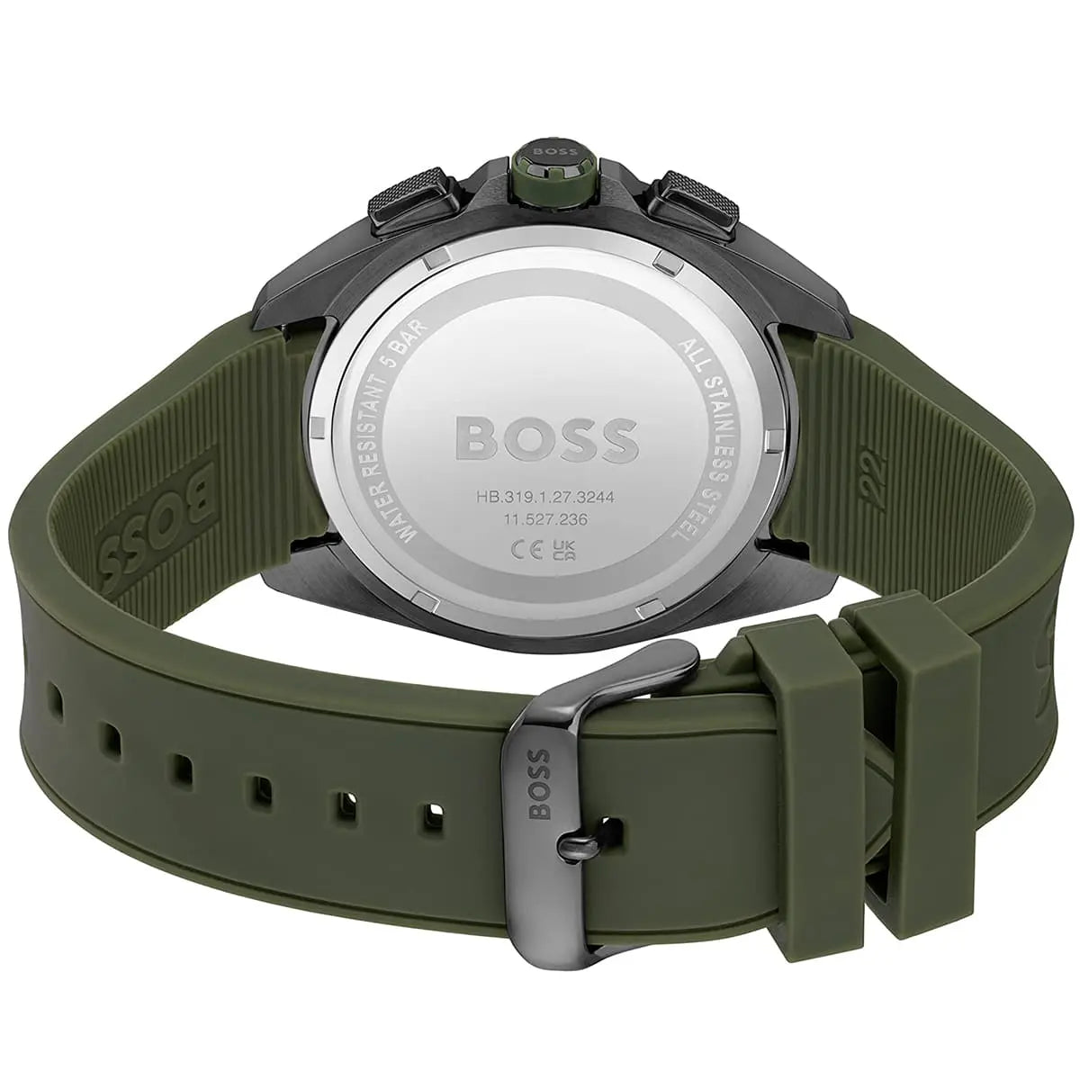 Hugo Boss Volane 1513952 44mm Men’s Chronograph Watch – Grey Dial & Green Silicone Strap
