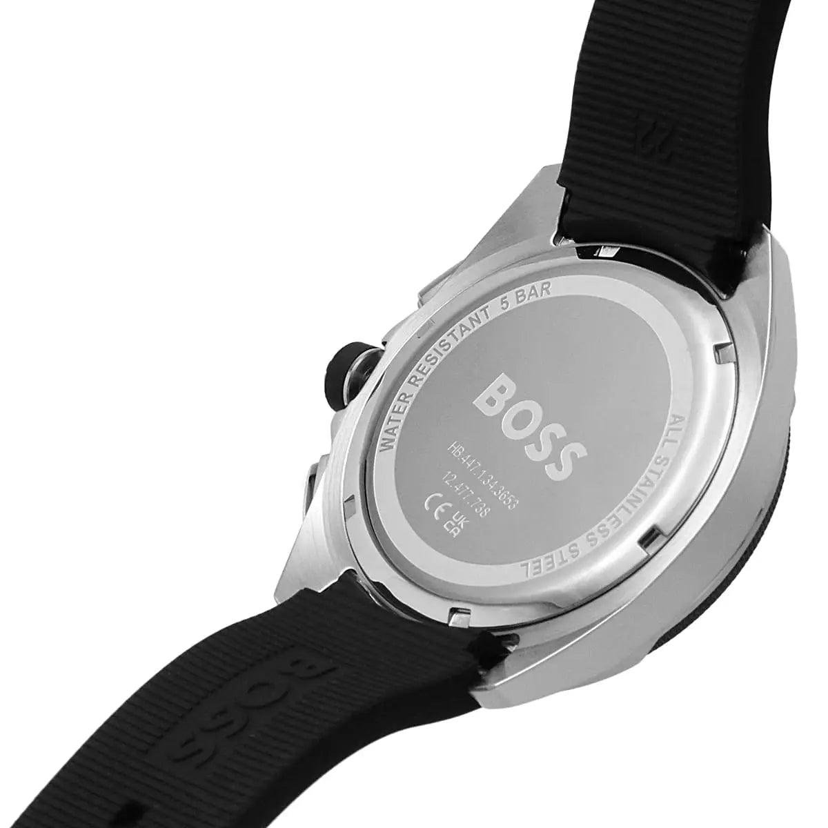 Hugo Boss Volane 1513953 44mm Men’s Chronograph Watch – Black Textured Dial & Black Silicone Strap