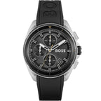 Hugo Boss Volane 1513953 44mm Men’s Chronograph Watch – Black Textured Dial & Black Silicone Strap
