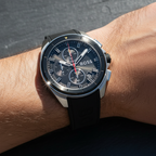 Hugo Boss Volane 1513953 44mm Men’s Chronograph Watch – Black Textured Dial & Black Silicone Strap