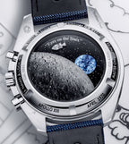 Omega Speedmaster “Silver Snoopy Award” 50th Anniversary Master Quality Watch – White Dial & Navy Leather Strap