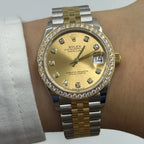 Rolex Datejust 31mm Women’s Master Quality Watch – Champagne Dial, Yellow Two-Tone Jubilee Bracelet & Yellow Gold-Tone Diamond-Set Bezel