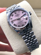 Rolex Datejust 31mm Women’s Master Quality Watch – Pink Roman Numeral Dial, Stainless Steel Jubilee Bracelet & Stainless Steel Fluted Bezel