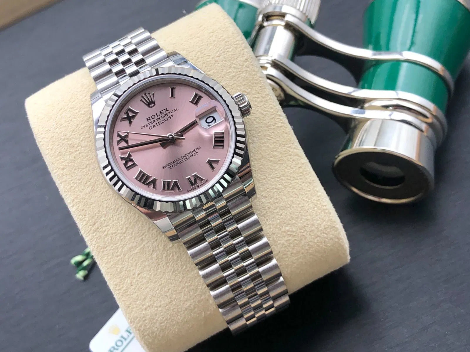 Rolex Datejust 31mm Women’s Master Quality Watch – Pink Roman Numeral Dial, Stainless Steel Jubilee Bracelet & Stainless Steel Fluted Bezel