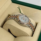 Rolex Datejust 31mm Women’s Master Quality Watch – Silver Mother-of-Pearl Dial, Rose Two-Tone Jubilee Bracelet & Rose Gold-Tone Fluted Bezel