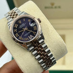Rolex Datejust 31mm Women’s Master Quality Watch – Purple Roman Numeral Dial, Rose Two-Tone Jubilee Bracelet & Rose Gold-Tone Fluted Bezel