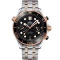 Omega Seamaster Diver 300M 44mm Master Quality Chronograph – Blue Dial & Rose Two-Tone Stainless Steel Bracelet