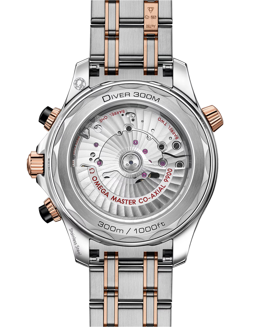Omega Seamaster Diver 300M 44mm Master Quality Chronograph – Blue Dial & Rose Two-Tone Stainless Steel Bracelet