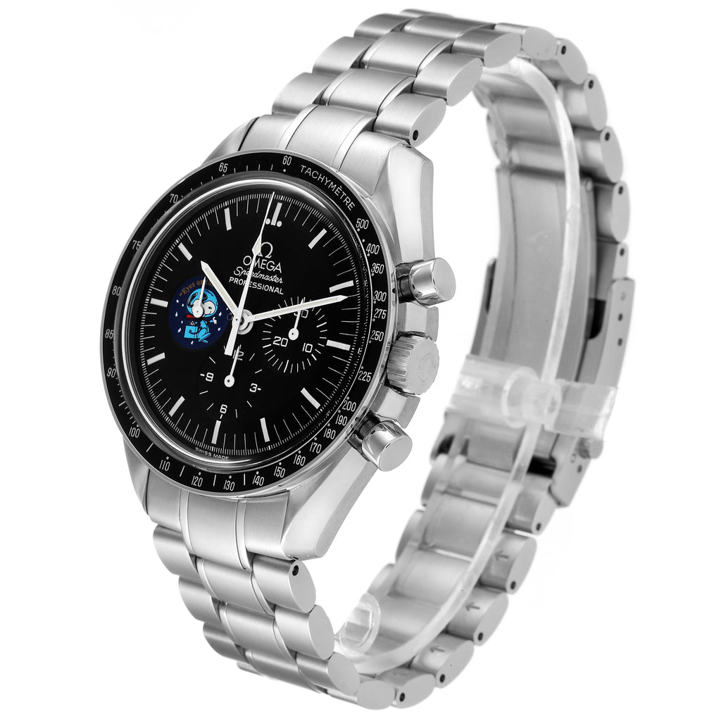 Omega Speedmaster Professional Snoopy Moonwatch 42mm Master Quality Watch – Black Dial & Stainless Steel Bracelet
