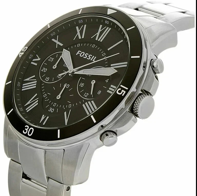 Fossil Grant Sport FS5236 44mm Men’s Chronograph Watch – Black Dial & Silver-tone Stainless Steel Bracelet