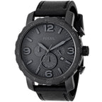 Fossil Nate JR1354 50mm Men’s Chronograph Watch – Black Dial & Black Genuine Leather Strap