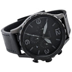 Fossil Nate JR1354 50mm Men’s Chronograph Watch – Black Dial & Black Genuine Leather Strap