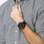 Fossil Nate JR1354 50mm Men’s Chronograph Watch – Black Dial & Black Genuine Leather Strap