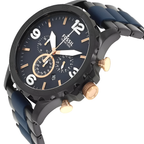 Fossil Nate JR1494 50mm Men’s Chronograph Watch – Blue Dial & Black and Blue-tone Stainless Steel Bracelet