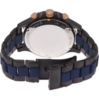 Fossil Nate JR1494 50mm Men’s Chronograph Watch – Blue Dial & Black and Blue-tone Stainless Steel Bracelet