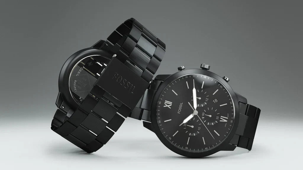 Fossil FS5474 44mm Men’s Quartz Watch – Black Dial & Black Strap