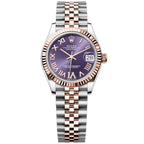 Rolex Datejust 31mm Women’s Master Quality Watch – Purple Roman Numeral Dial, Rose Two-Tone Jubilee Bracelet & Rose Gold-Tone Fluted Bezel