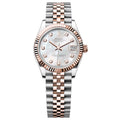 Rolex Datejust 31mm Women’s Master Quality Watch – Silver Mother-of-Pearl Dial, Rose Two-Tone Jubilee Bracelet & Rose Gold-Tone Fluted Bezel