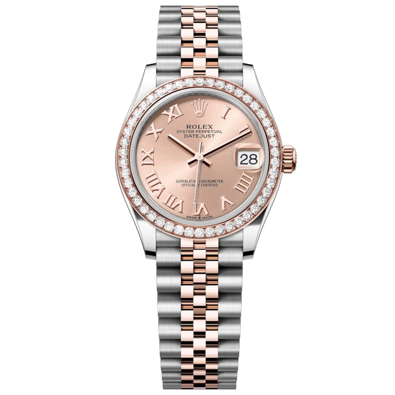 Rolex Datejust 31mm Women’s Master Quality Watch – Salmon Roman Numeral Dial, Rose Two-Tone Jubilee Bracelet & Rose Gold-Tone Diamond-Set Bezel