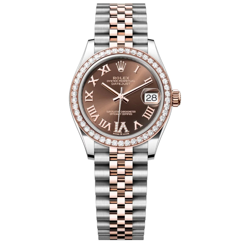 Rolex Datejust 31mm Women’s Master Quality Watch – Chocolate Roman Numeral Dial, Rose Two-Tone Jubilee Bracelet & Rose Gold-Tone Fluted Bezel