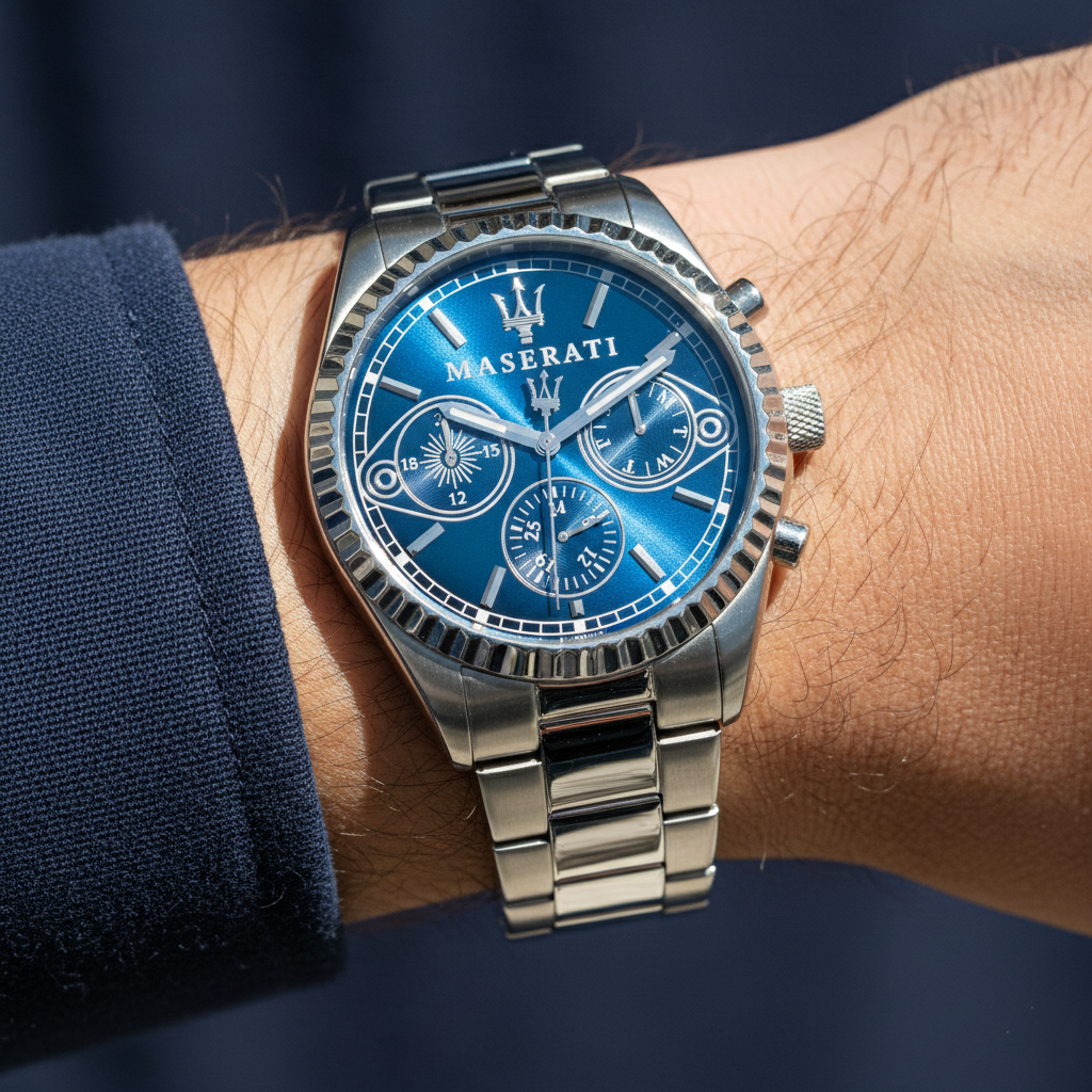 Maserati Competizione R8853100013 43mm Men’s Quartz Watch – Blue Sunray Dial & Silver-Tone Stainless Steel Bracelet