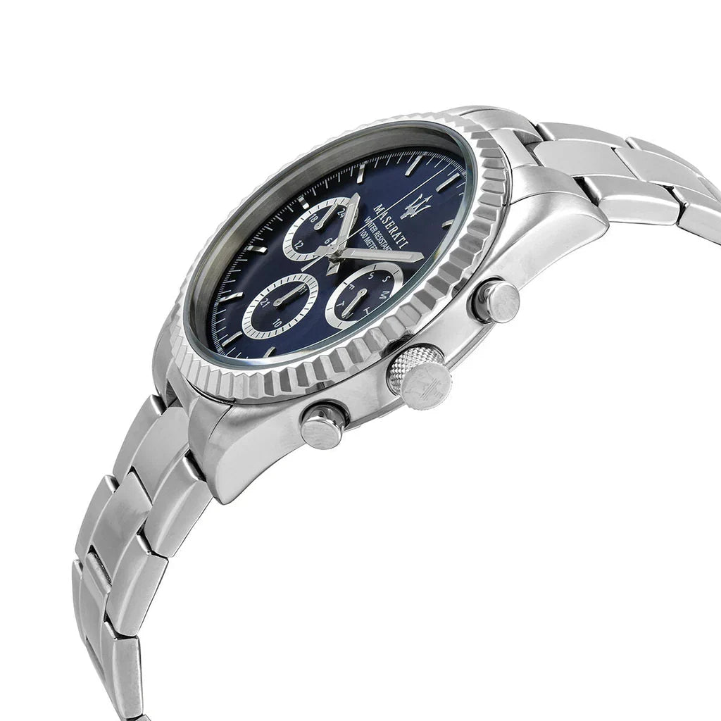 Maserati Competizione R8853100022 43mm Men’s Quartz Watch – Blue Sunray Dial & Silver Stainless Steel Bracelet