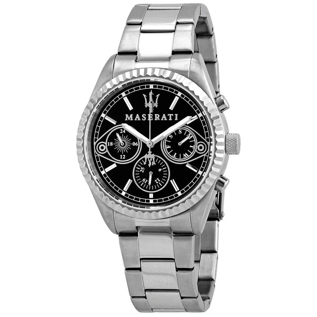 Maserati Competizione R8853100014 43mm Men’s Quartz Watch – Black Sunray Dial & Silver-Tone Stainless Steel Link Bracelet