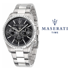 Maserati Competizione R8853100014 43mm Men’s Quartz Watch – Black Sunray Dial & Silver-Tone Stainless Steel Link Bracelet