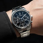 Maserati Competizione R8853100014 43mm Men’s Quartz Watch – Black Sunray Dial & Silver-Tone Stainless Steel Link Bracelet