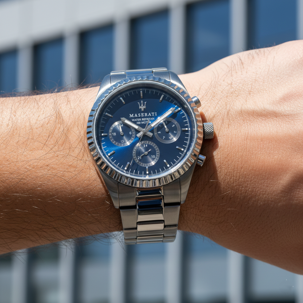 Maserati Competizione R8853100019 43mm Men’s Quartz Watch – Blue Sunray Dial & Stainless Steel Bracelet