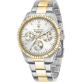 Maserati Competizione R8853100021 43mm Men’s Quartz Watch – Bright Silver Sunray Dial & Two-Tone (silver & Gold) Stainless Steel Bracelet