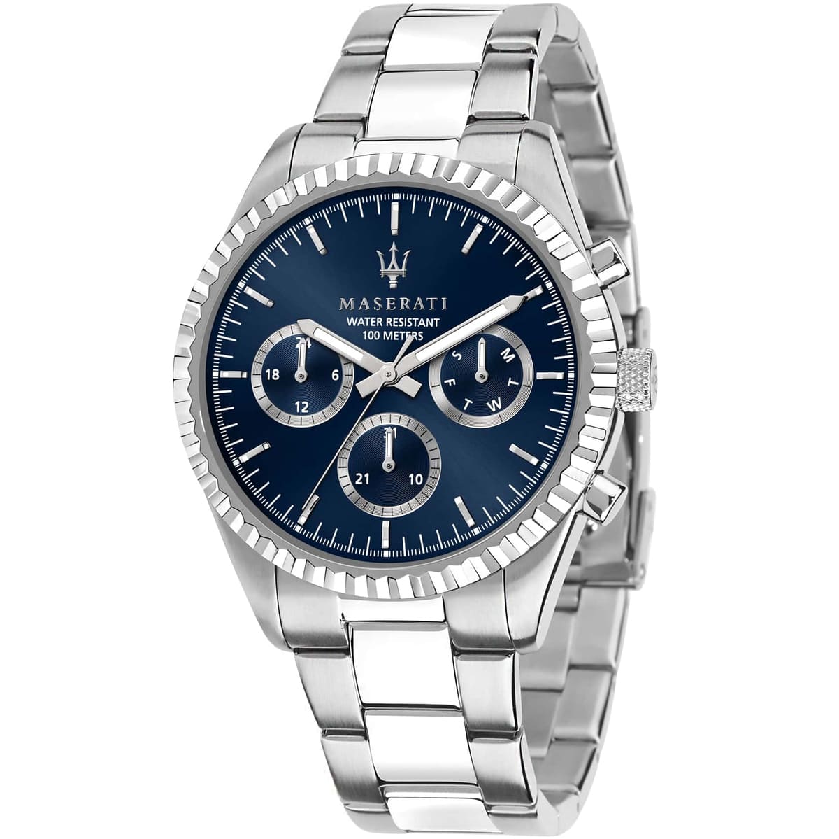Maserati Competizione R8853100022 43mm Men’s Quartz Watch – Blue Sunray Dial & Silver Stainless Steel Bracelet